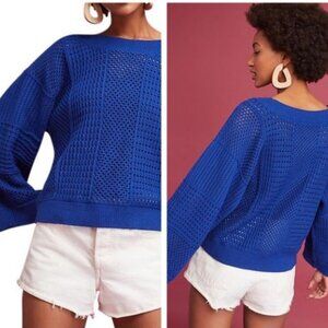 Anthropologie MOTH Cobalt Blue Pullover Sweater Sz XS MSRP $148